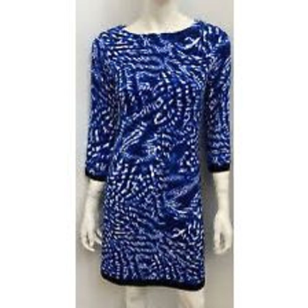 Calvin Klein Women’s Size 0 Sheath Dress Blue Multicolor Knee Length Stretch